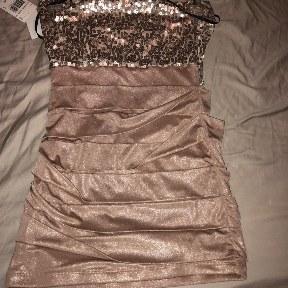 Strapless sequin cocktail dress